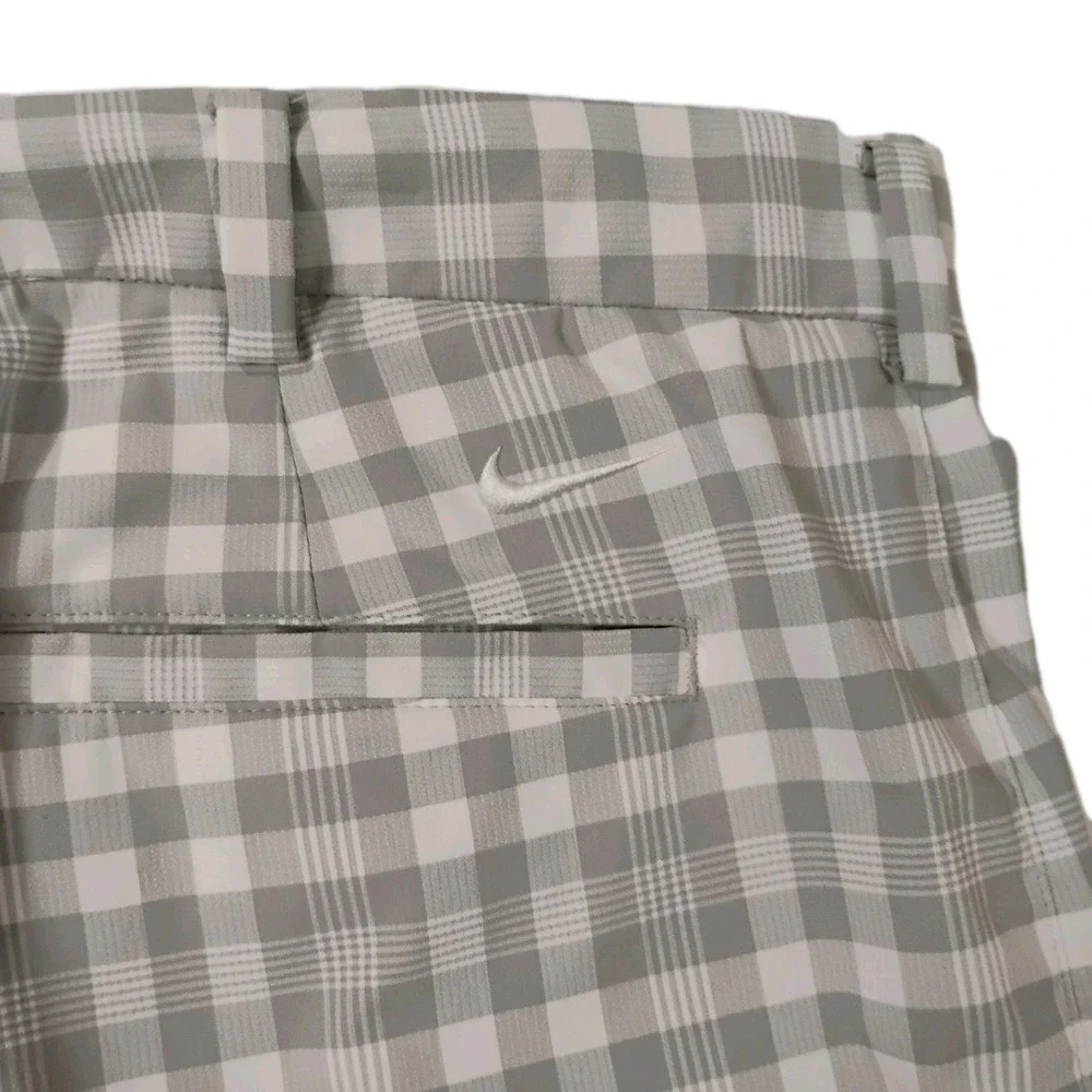 Nike Checkered White Grey Polyester Performance‎ Shorts Men's Sz 36 Lightweight